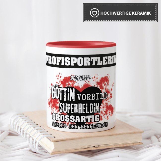 Berufe-Tasse in Rot - Bedeutung einer Profisportlerin