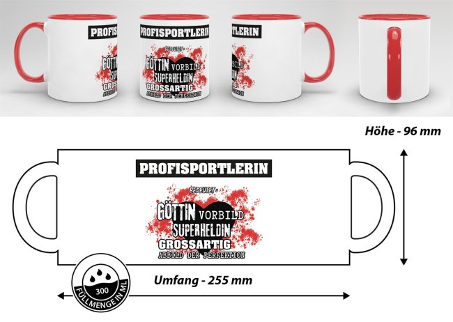 Berufe-Tasse in Rot - Bedeutung einer Profisportlerin