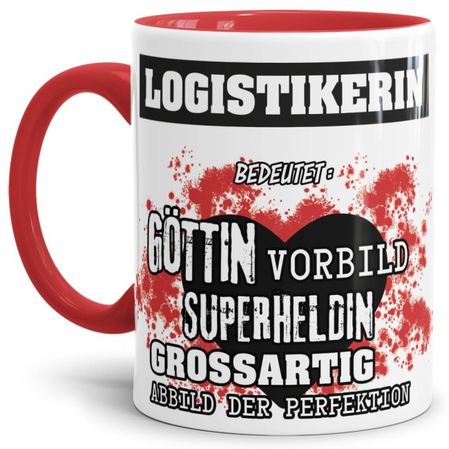 Berufe-Tasse in Rot - Bedeutung einer Logistikerin