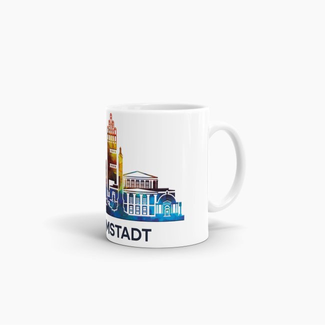 Tasse mit Skyline Darmstadt Weiss