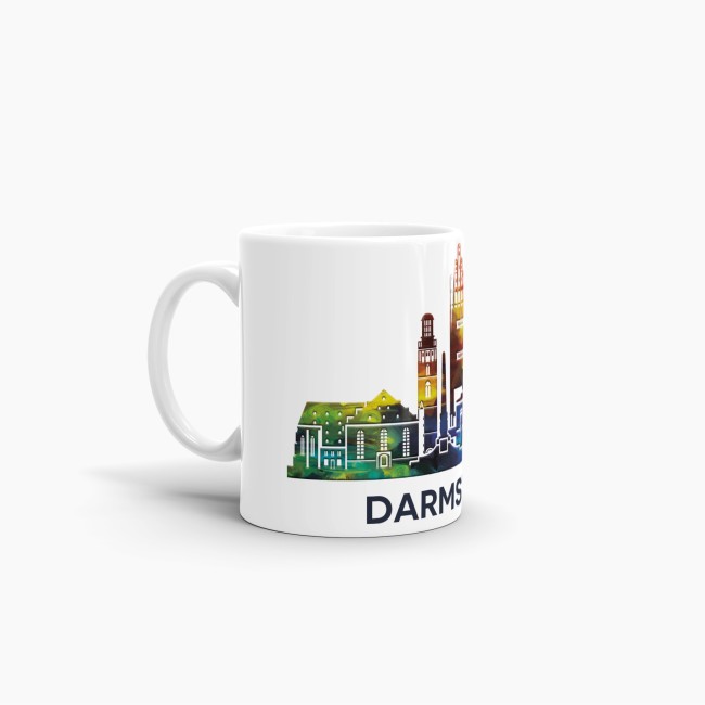 Tasse mit Skyline Darmstadt Weiss