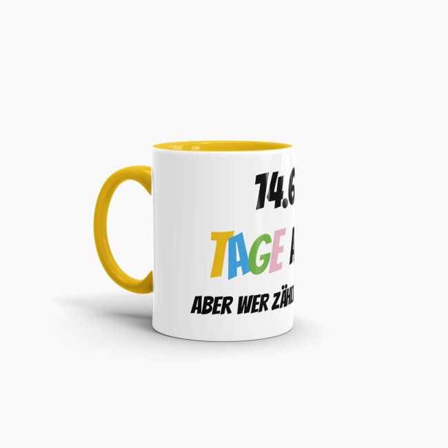Tasse zum 40. Geburtstag - 14610 Tage alt - aber wer z&auml;hlt schon mit - Gelb