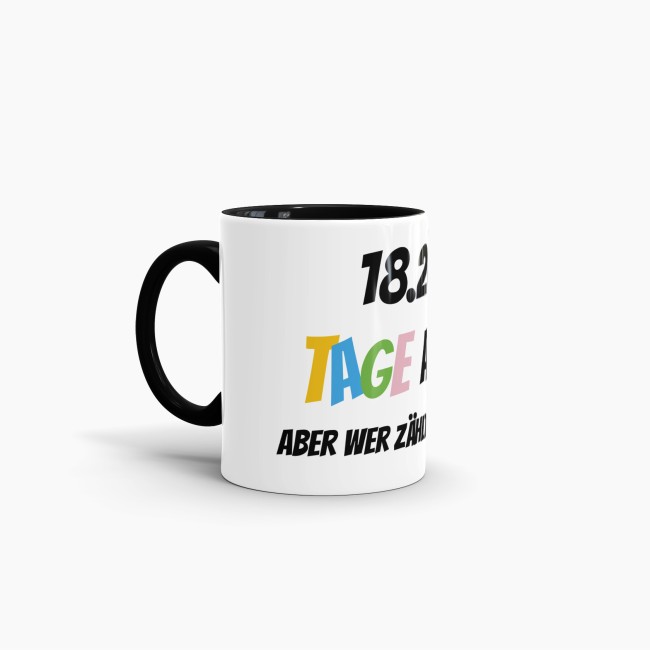 Tasse zum 50. Geburtstag - 18263 Tage alt - aber wer z&auml;hlt schon mit - Schwarz