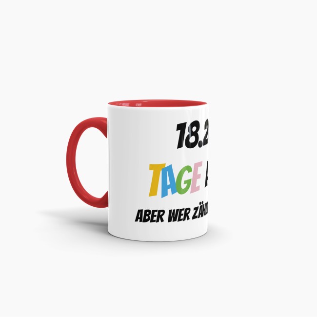 Tasse zum 50. Geburtstag - 18263 Tage alt - aber wer z&auml;hlt schon mit - Rot