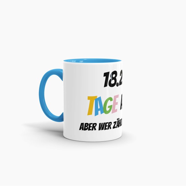 Tasse zum 50. Geburtstag - 18263 Tage alt - aber wer z&auml;hlt schon mit - Blau