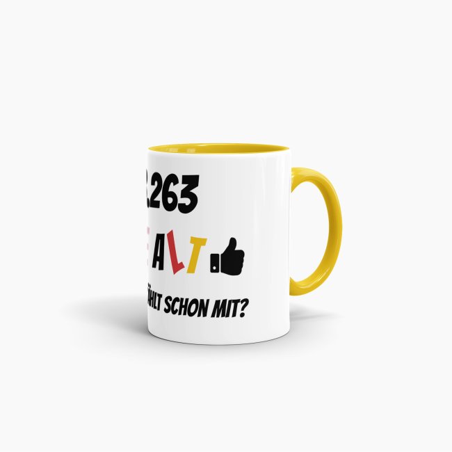 Tasse zum 50. Geburtstag - 18263 Tage alt - aber wer z&auml;hlt schon mit - Gelb