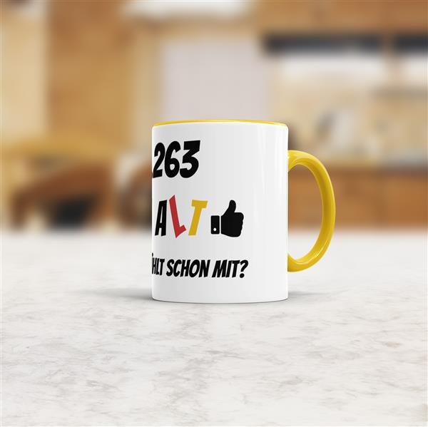 Tasse zum 50. Geburtstag - 18263 Tage alt - aber wer z&auml;hlt schon mit - Gelb