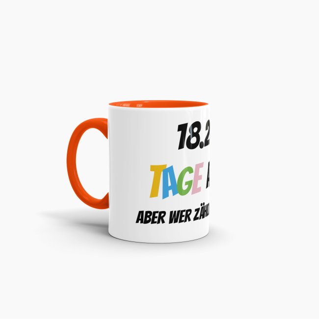 Tasse zum 50. Geburtstag - 18263 Tage alt - aber wer z&auml;hlt schon mit - Orange