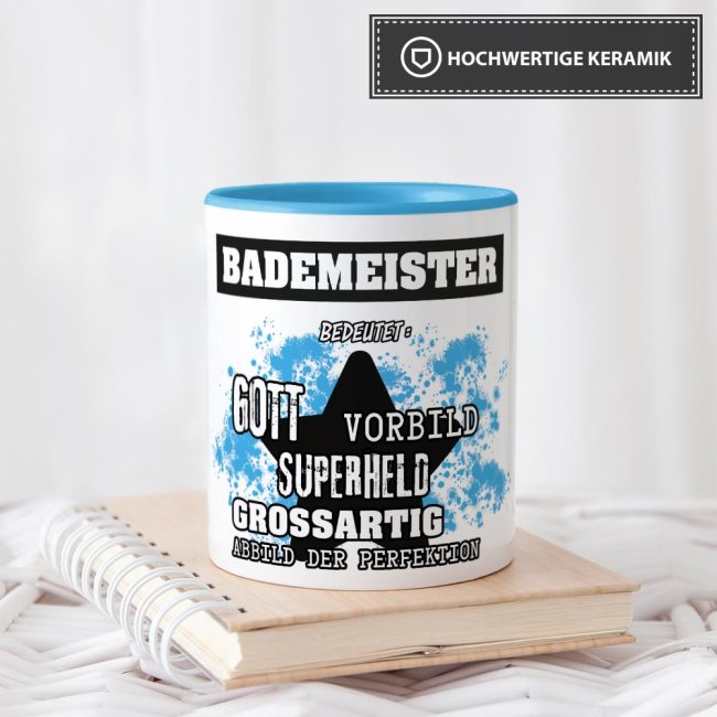 Berufe-Tasse - Bedeutung eines Bademeisters - Hellblau