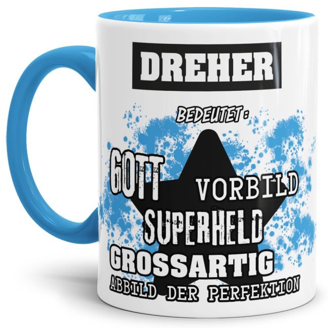 Berufe-Tasse - Bedeutung eines Drehers - Hellblau