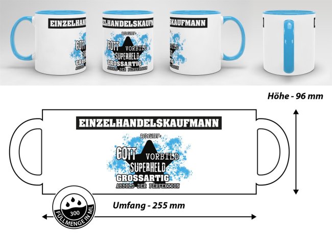 Berufe-Tasse - Bedeutung eines Einzelhandelskaufmanns - Hellblau