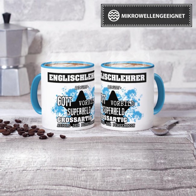 Berufe-Tasse - Bedeutung eines Englischlehrers - Hellblau