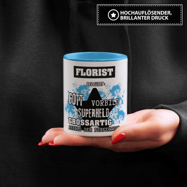 Berufe-Tasse - Bedeutung eines Floristen - Hellblau