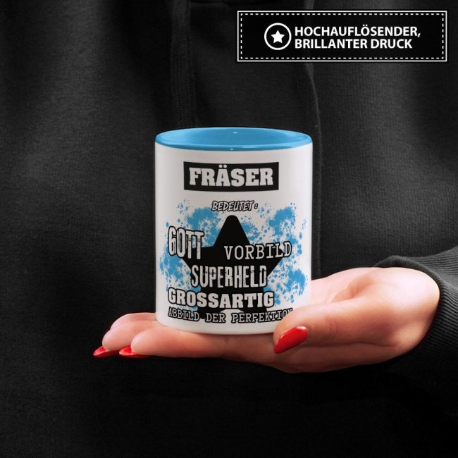 Berufe-Tasse - Bedeutung eines Fr&auml;sers - Hellblau