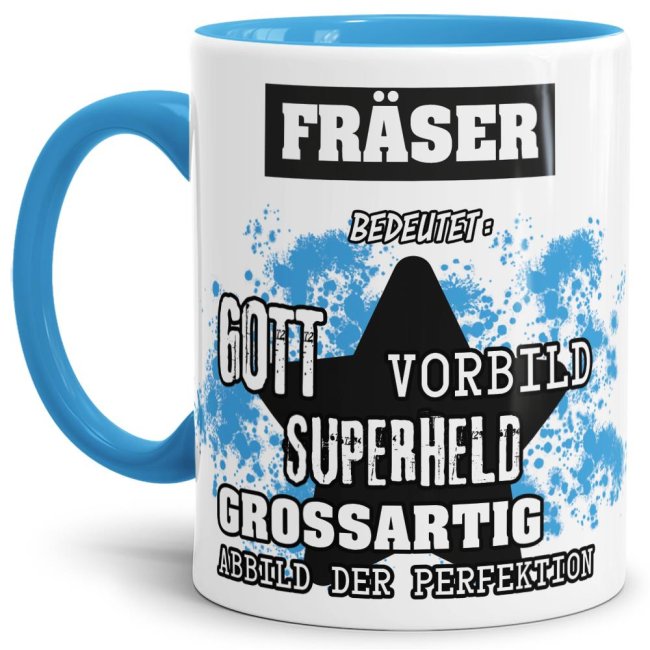 Berufe-Tasse - Bedeutung eines Fr&auml;sers - Hellblau