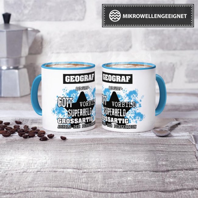 Berufe-Tasse - Bedeutung eines Geographen - Hellblau