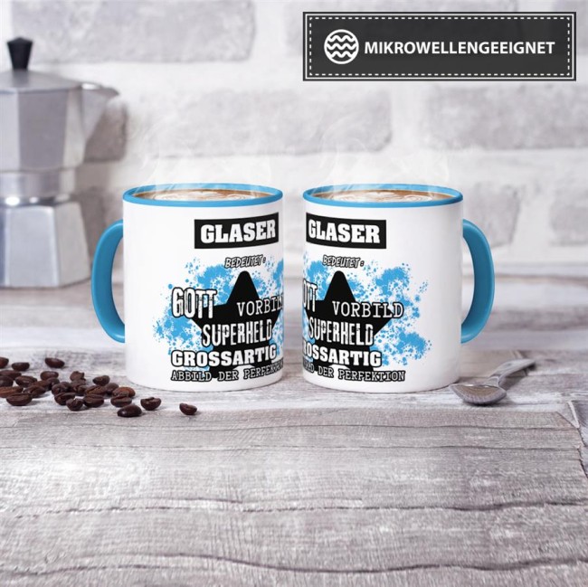 Berufe-Tasse - Bedeutung eines Glasers - Hellblau