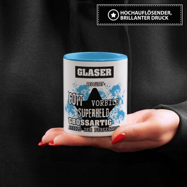 Berufe-Tasse - Bedeutung eines Glasers - Hellblau