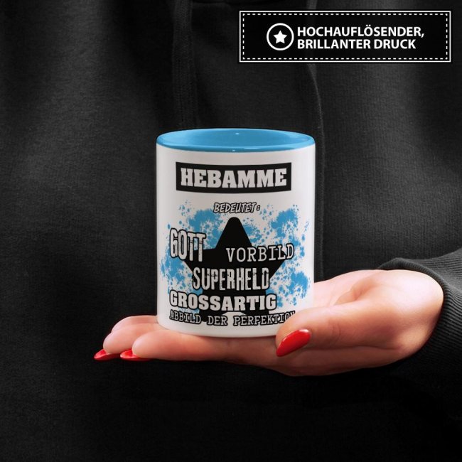 Berufe-Tasse - Bedeutung einer Hebamme - Hellblau
