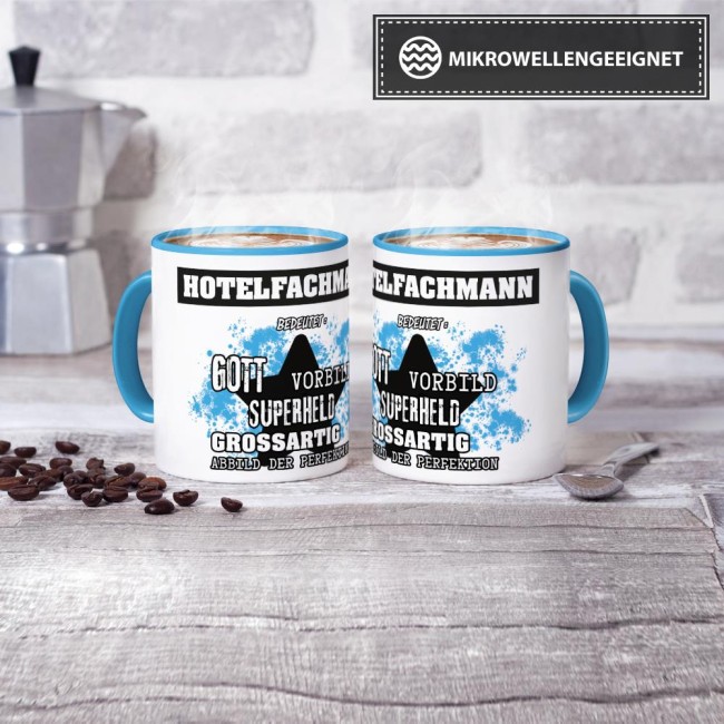 Berufe-Tasse - Bedeutung eines Hotelfachmanns - Hellblau