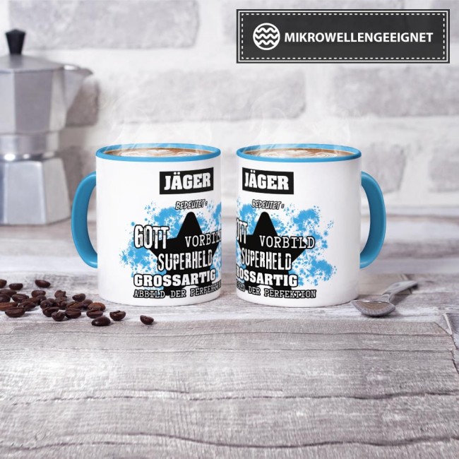 Berufe-Tasse - Bedeutung eines J&auml;gers - Hellblau