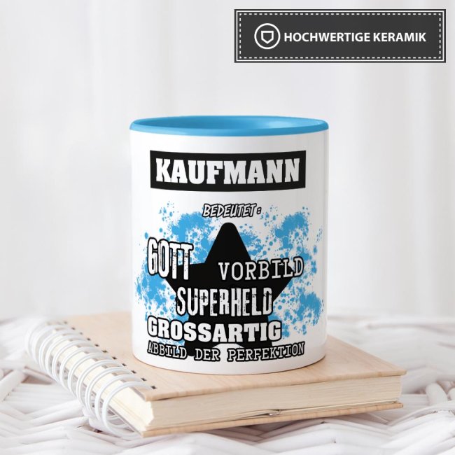 Berufe-Tasse - Bedeutung eines Kaufmanns - Hellblau