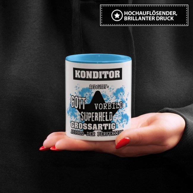 Berufe-Tasse - Bedeutung eines Konditors - Hellblau
