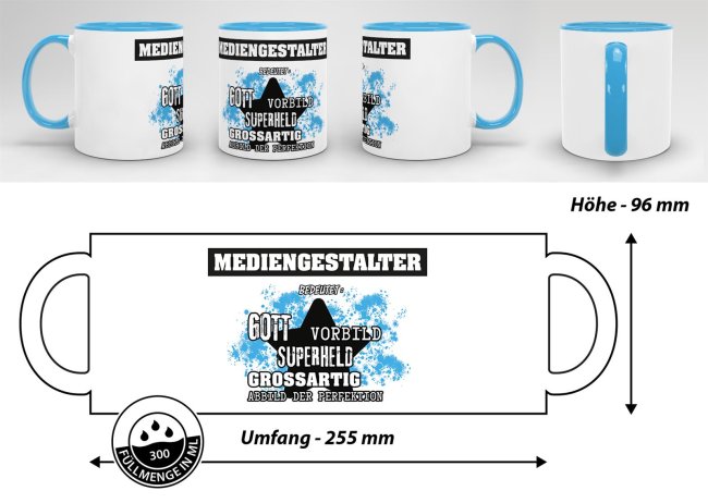 Berufe-Tasse - Bedeutung eines Mediengestalters - Hellblau