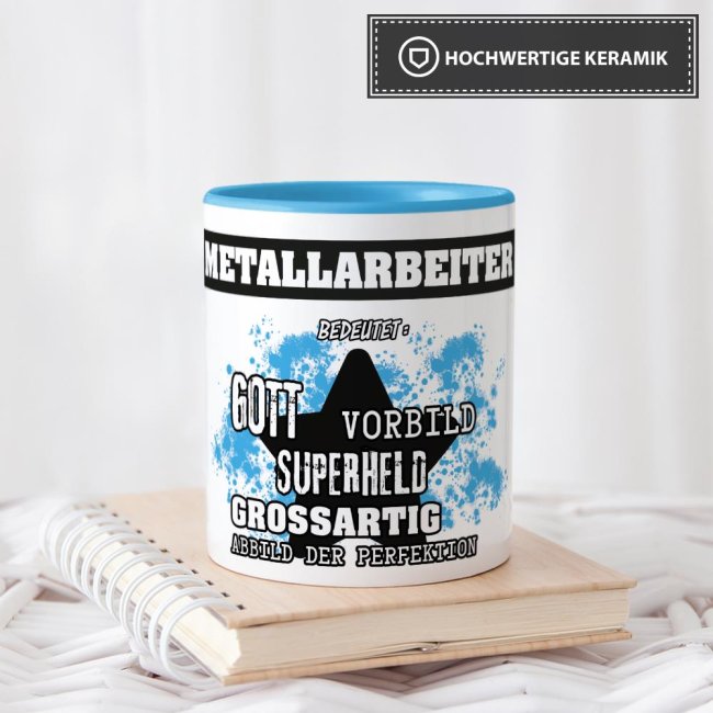 Berufe-Tasse - Bedeutung eines Metallarbeiters - Hellblau