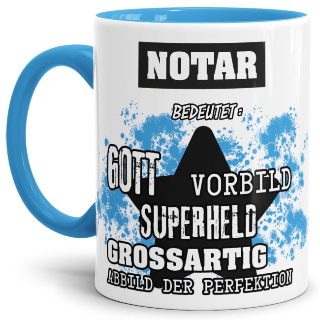 Berufe-Tasse - Bedeutung eines Notars - Hellblau