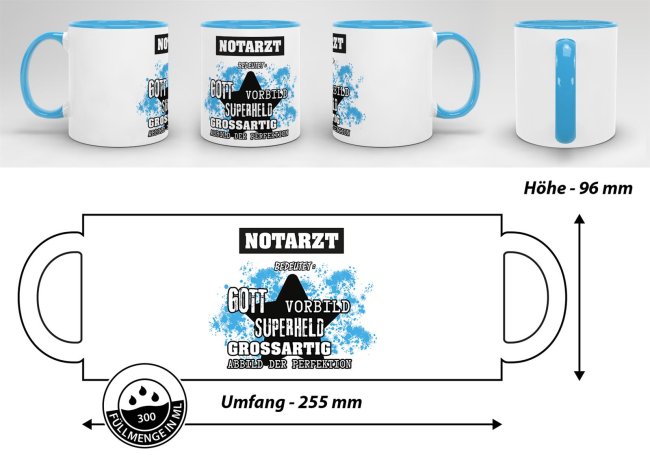 Berufe-Tasse - Bedeutung eines Notarzts - Hellblau