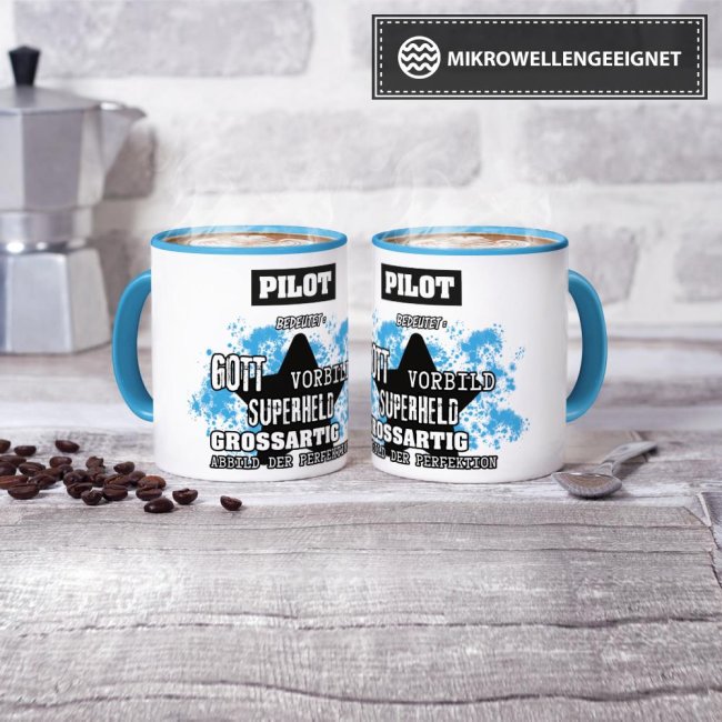 Berufe-Tasse - Bedeutung eines Piloten - Hellblau