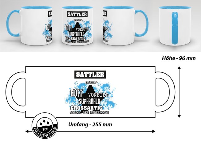 Berufe-Tasse - Bedeutung eines Sattlers - Hellblau