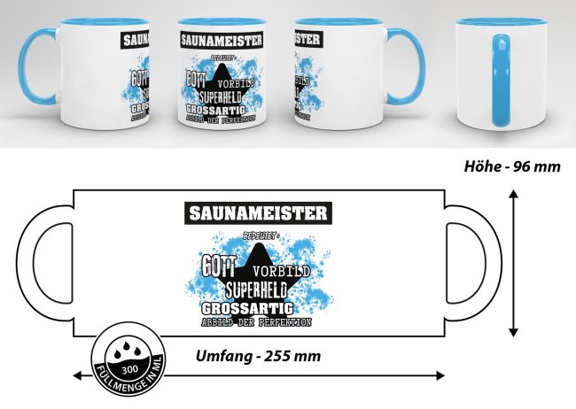 Berufe-Tasse - Bedeutung eines Saunameisters - Hellblau
