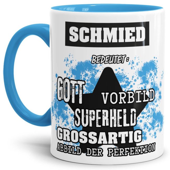 Berufe-Tasse - Bedeutung eines Schmieds - Hellblau