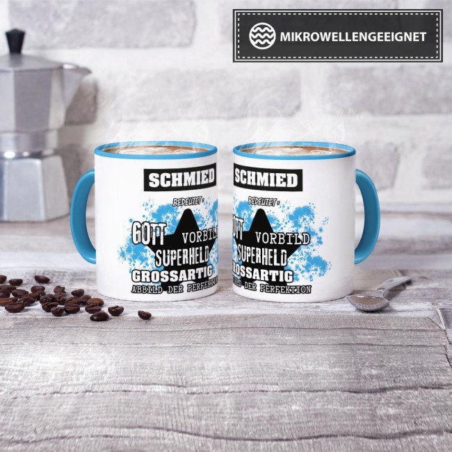 Berufe-Tasse - Bedeutung eines Schmieds - Hellblau