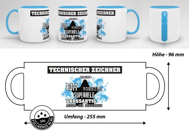 Berufe-Tasse - Bedeutung eines Technischen Zeichners - Hellblau