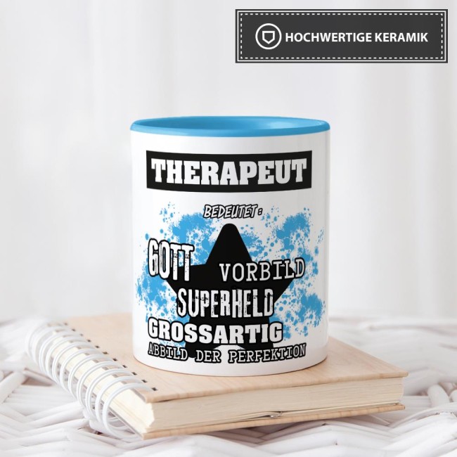 Berufe-Tasse - Bedeutung eines Therapeuten - Hellblau
