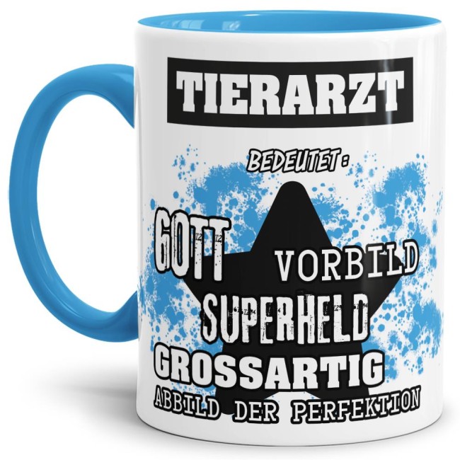 Berufe-Tasse - Bedeutung eines Tierarztes - Hellblau