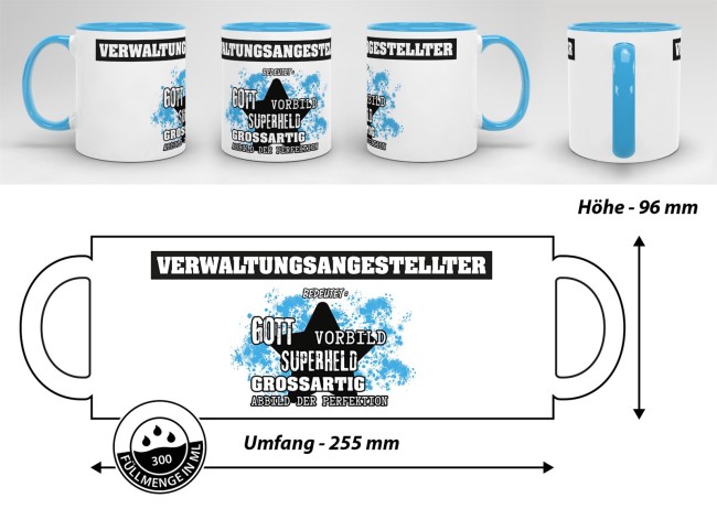 Berufe-Tasse - Bedeutung eines Verwaltungsangestellten - Hellblau