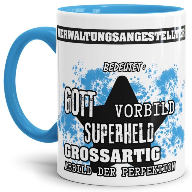 Berufe-Tasse - Bedeutung eines Verwaltungsangestellten - Hellblau