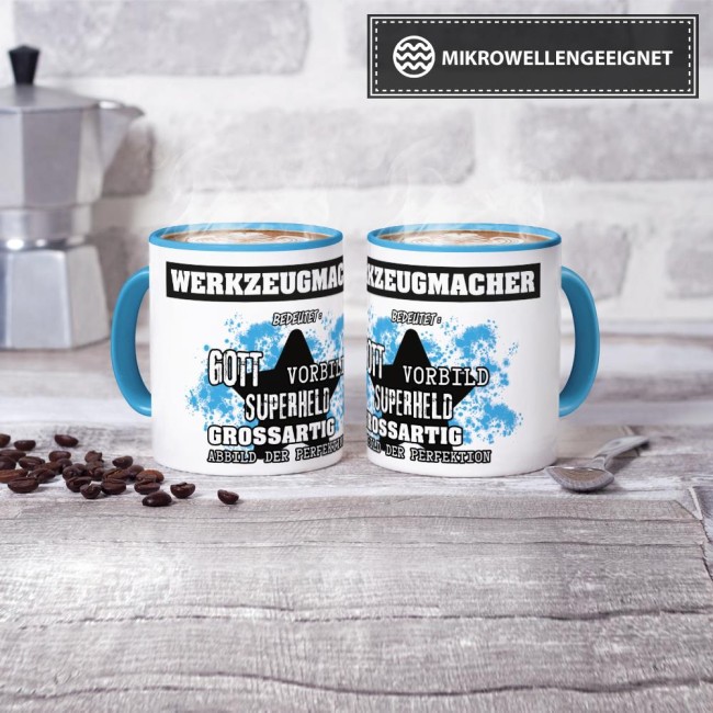 Berufe-Tasse - Bedeutung eines Werkzeugmachers - Hellblau