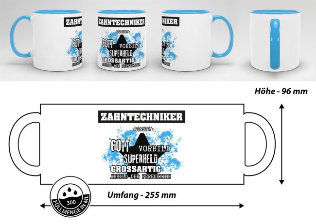 Berufe-Tasse - Bedeutung eines Zahntechnikers - Hellblau