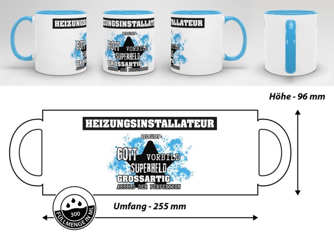 Berufe-Tasse - Bedeutung eines Heizungsinstallateurs - Hellblau