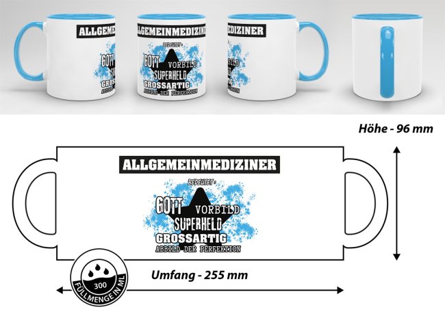 Berufe-Tasse - Bedeutung eines Allgemeinmediziners - Hellblau