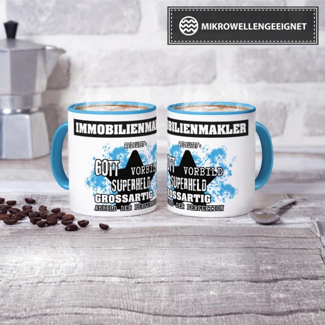 Berufe-Tasse - Bedeutung eines Immobilienkaufmanns - Hellblau