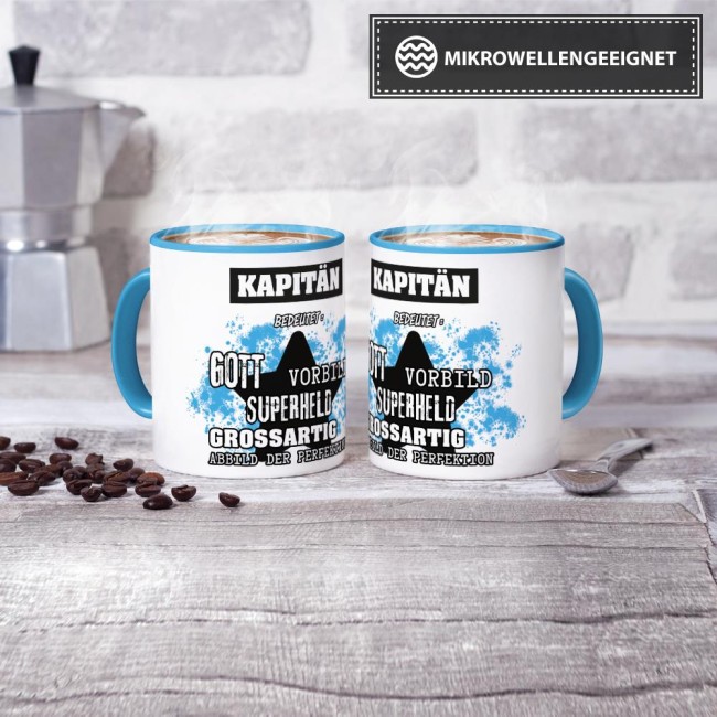 Berufe-Tasse - Bedeutung eines Kapt&auml;ns - Hellblau
