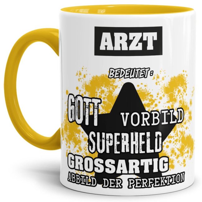 Berufe-Tasse - Bedeutung eines Arztes - Gelb