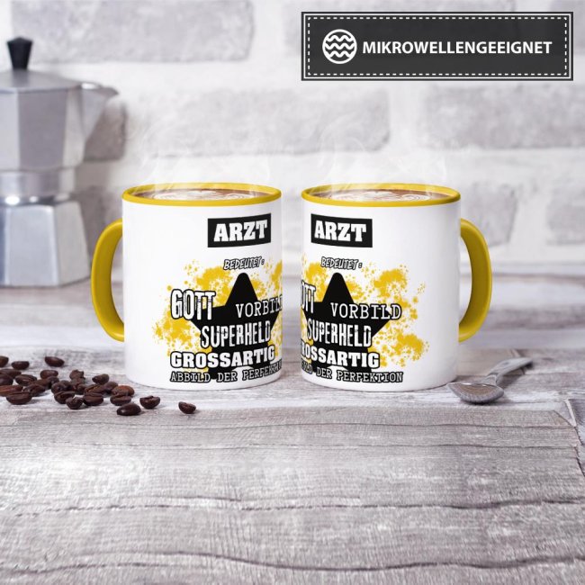 Berufe-Tasse - Bedeutung eines Arztes - Gelb