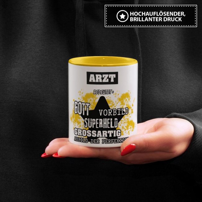 Berufe-Tasse - Bedeutung eines Arztes - Gelb